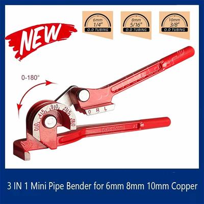 Utensile di Piegatura 3 in 1 a 180 Gradi 6 mm 8 mm 10 mm Tubo Freno Rullatura Ottone Rame Tubo Tubo Carburante Freno Utensile Piegatubi Rosso