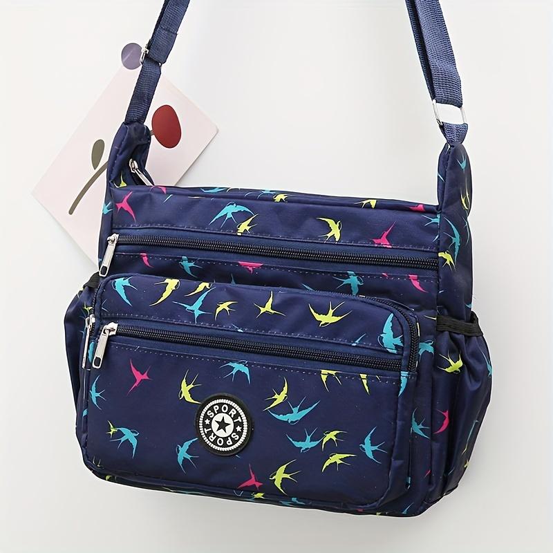 WTEMPO Nylon Crossbody Tas met Meerdere Vakken voor Dames, Casual Stijl Portemonnee met Meerdere Ritsen en Verstelbare Band, Schoudertas voor Boodschappen
