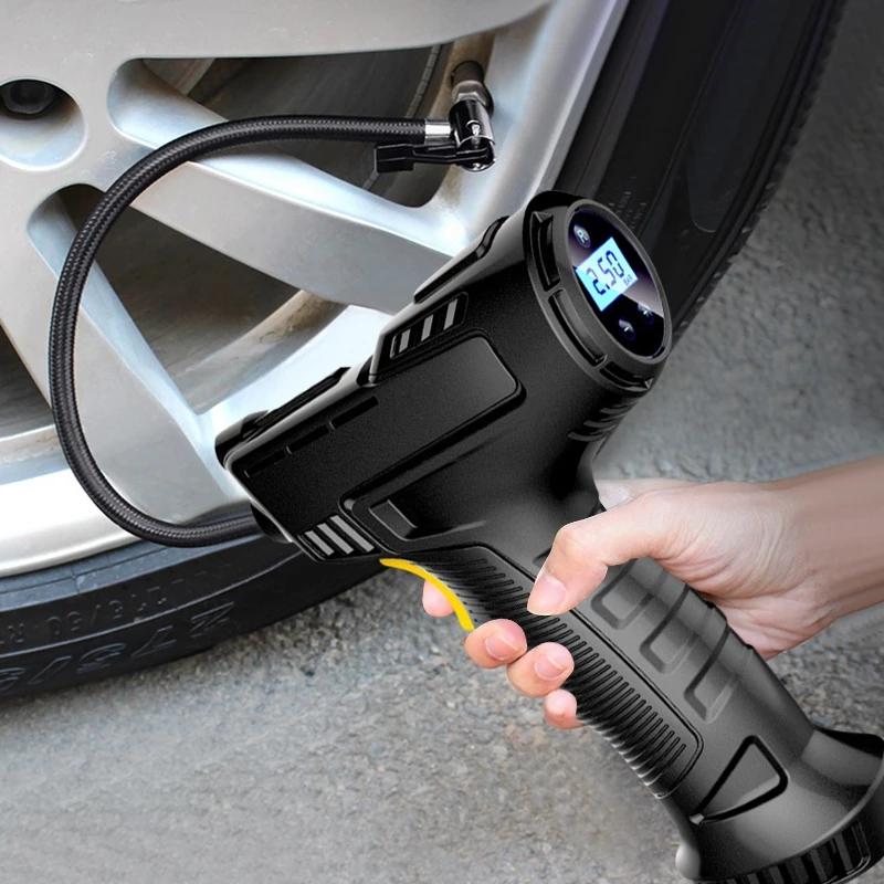 Portable Wireless Car Tire Pump & Tire Pressure Monitor Smart Digital Displays Rechargeable Tire Inflator Equipment Auto Air Pump 120W