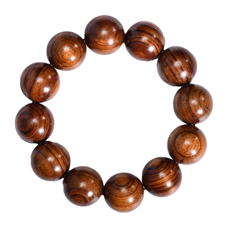 Natural Huanghuali Wood Beaded Bracelet 1Pcs Black Smooth Polished Handcrafted for Daily Wear Birthday Gift for Friends Family