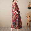 Dress for Woman Oversized Long Sleeve Ethnic Print Fitted Waist Vintage Casual Printed Long Loose Lace Dresses