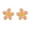 HECHENG 1Pair-2 Pcs Women's Enamel Drip Oil Craft Small Flower Earrings Sweet And Cute Earrings Cartilage Perforation Zircon