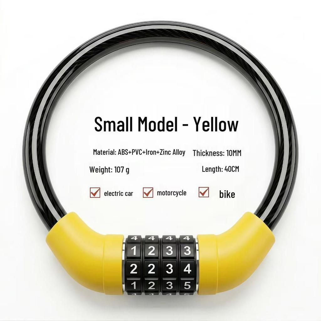 Five-Digit Combination Bicycle Lock: Portable Anti-Theft Steel Cable for Bikes and Electric Vehicles.