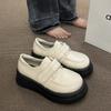 Thick-Soled Big-Headed British Loafers Children'S Autumn And Winter Versatile Height-Increasing College Japanese White Small Leather Shoes