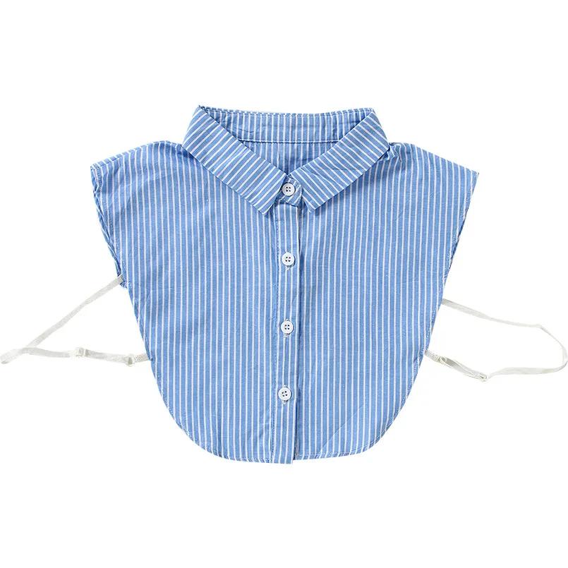 Formal Stripes Detachable Lapel Fake Collar for Women Button Down False Collar Female Removable Half Shirt Blouse Decor