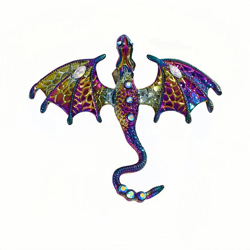 Retro Dripping Oil Cartoon Flying Dragon Shape Men's Accessories Jewelry Brooch