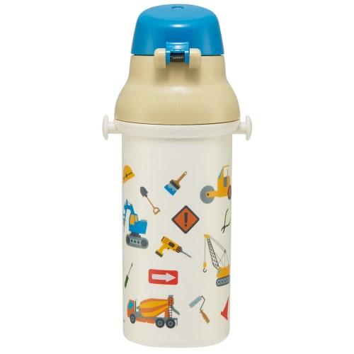 Skater Children's Water Bottle, 480ml, Direct Drinking, Plastic, One-Touch Operation, Dishwasher Safe, Made in Japan, Work Vehicles, PSB5SANAG-A