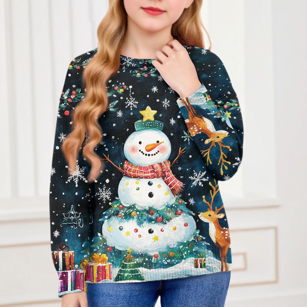 Christmas Day Sweatshirts For Children Boys And Girls Knit Sweater Cute Shirt Fall Crewneck Pullover Tops