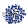 KX4B Moda Redondo Vidro Cristal Contas Rosário Católico Colar Pingente Gargantilhas