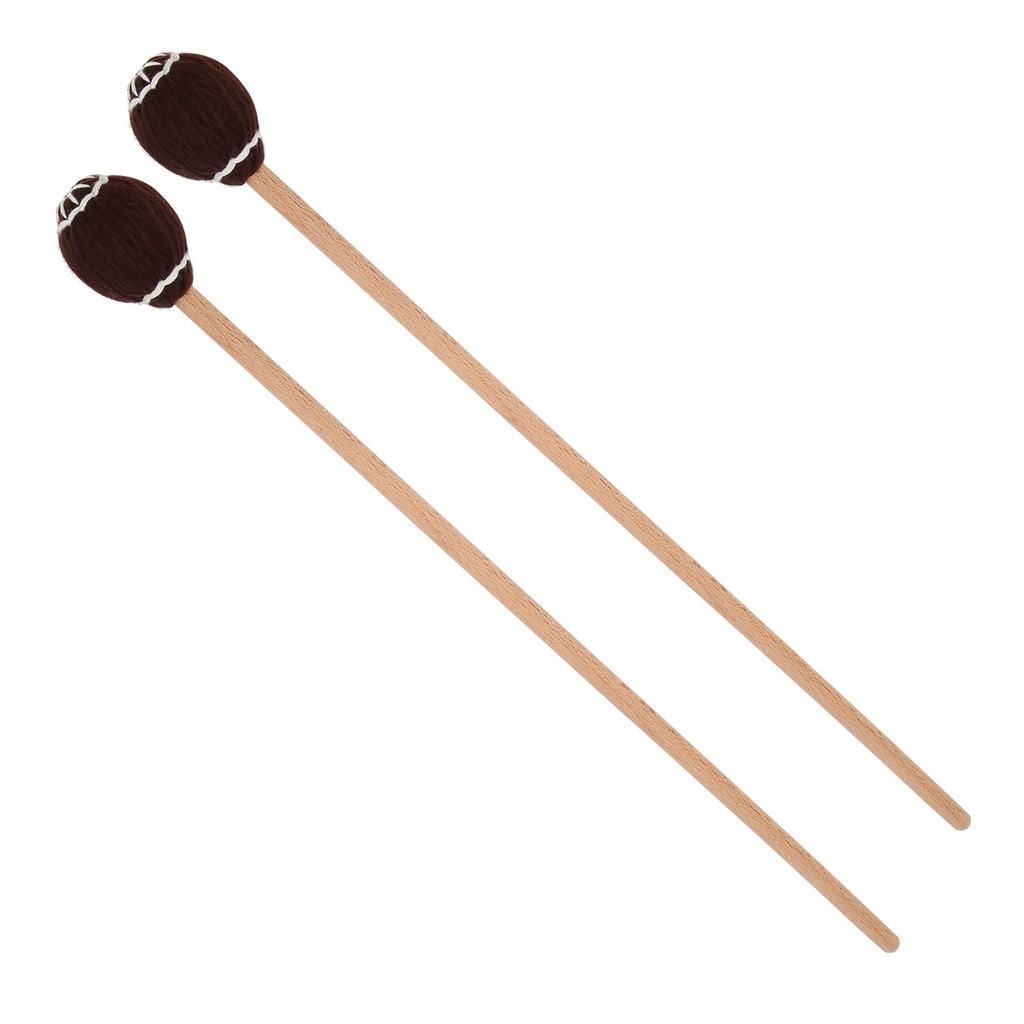 1 Pair Marimba Mallets Portable Maple Handle Wool Ball Sticks Percussion Playing AccessoriesBrown