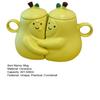 2Pcs Pear Shaped Ceramic Mug with Lid Cute Unique Coffee Tea Cup with Smiling Face 450ml Capacity Couple Hug Mugs Gift for Birthday Home Decor