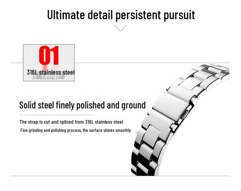 Xiaomi Band 7 Compatible Three-Bead Solid Stainless Steel Wristband Strap