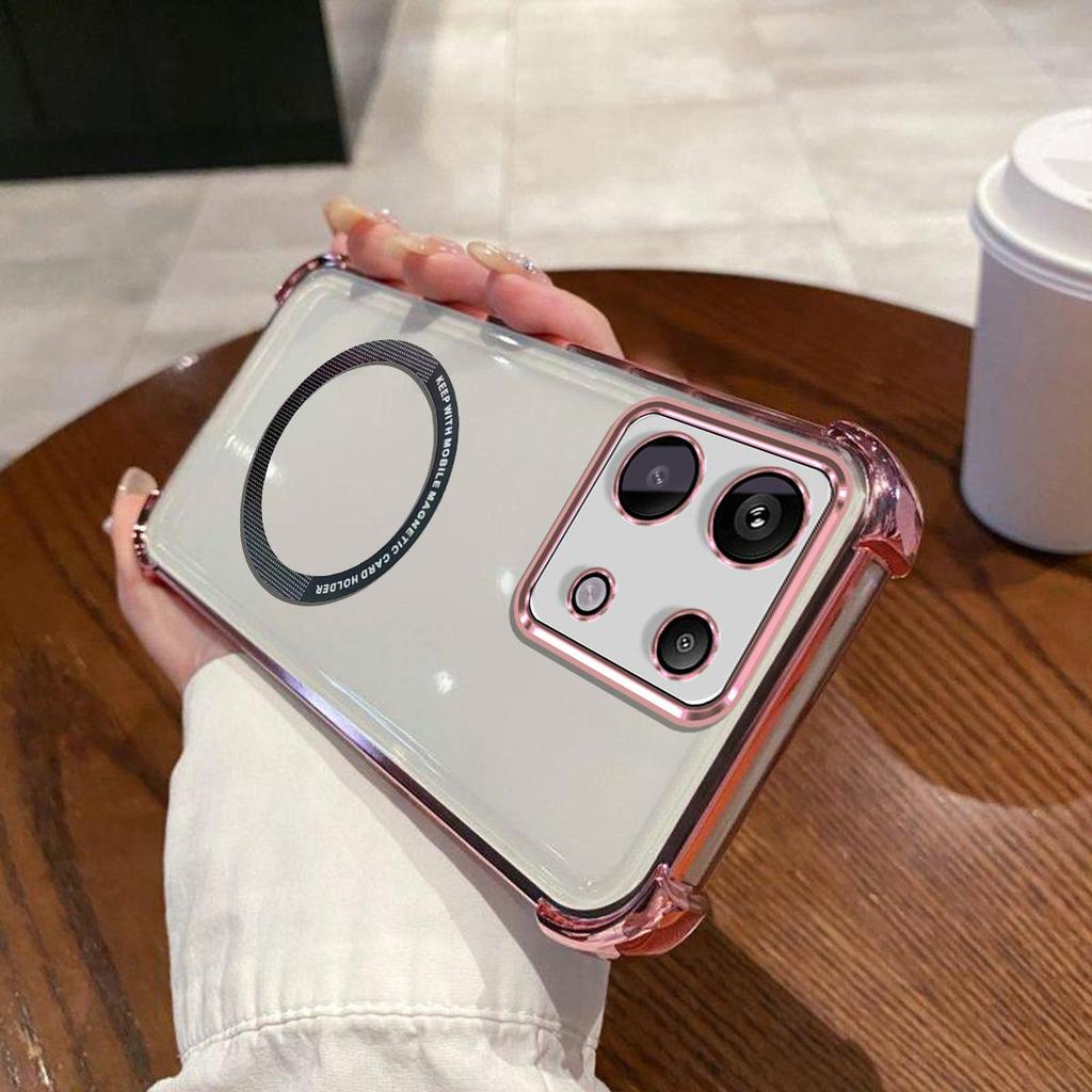 Case for Xiaomi Redmi Note 13 Pro 5G,Pro 4G,POCO X6 5G,M6 Pro 4G Clear Magnetic Casing Electroplated Lens Frame Phone Cover