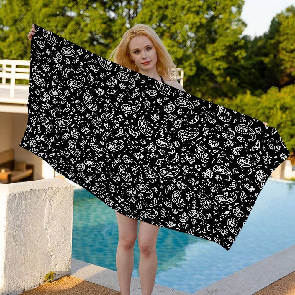 Mode B-Bandanna Microvezel Deken Sneldrogende Strandlakens Oversized Bedrukking Super Absorberend Zwembad Deken
