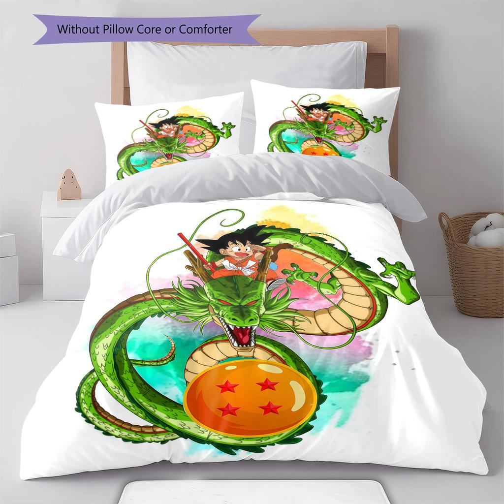 Shenron Pattern Bedding,Quilt Set Quilt Cover Pillowcase Home Birthday Gift (1 * Duvet Cover + 2 * Pillowcase, Without Core)