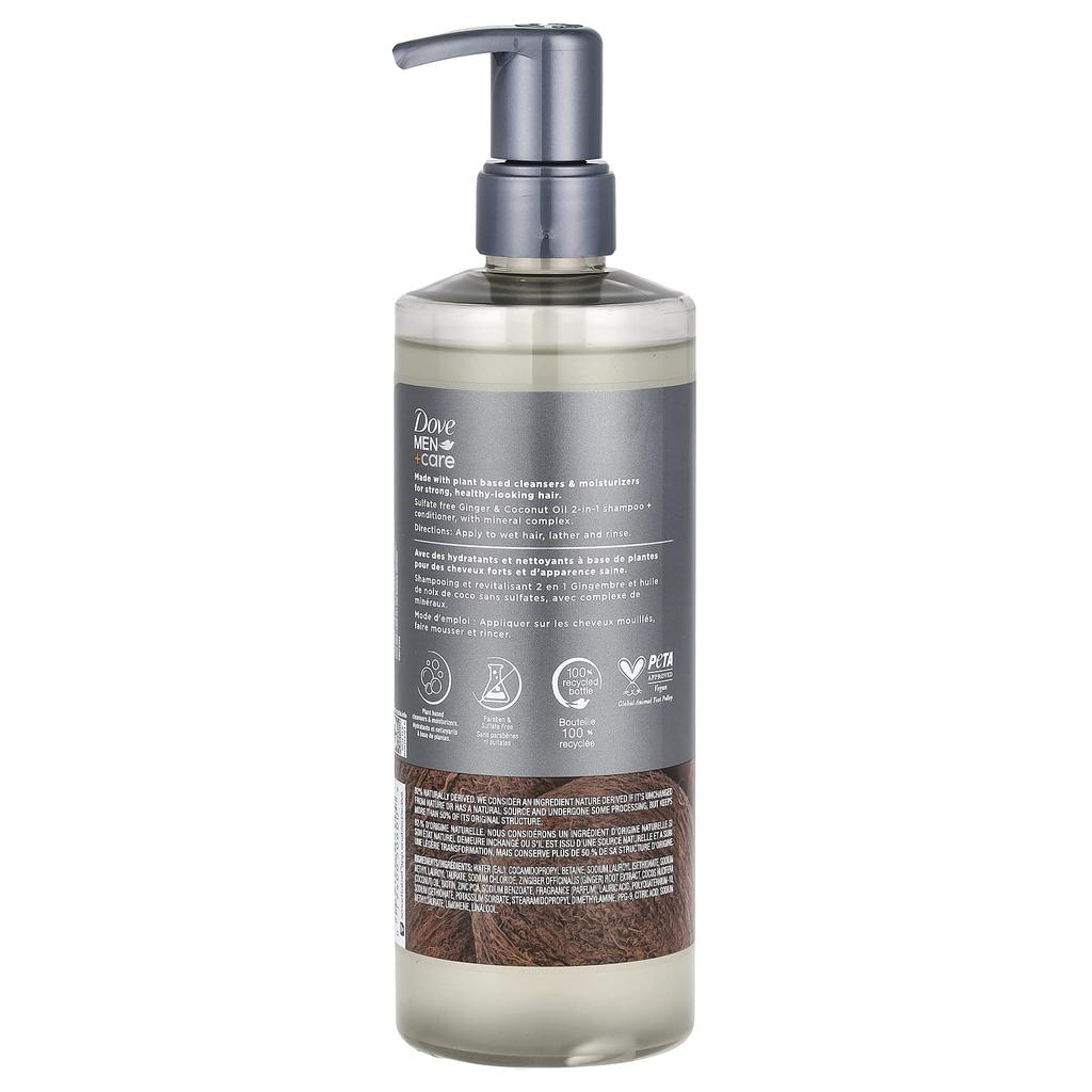 Men + Care, 2-In-1 Shampoo + Conditioner, Ginger & Coconut Oil, 517 Ml (17.5 Fl Oz)