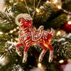Christmas Gift for Friends Acrylic Goat Tree Pendant, Decorative Hanging Ornament with Xmas Pendant Rhinestone, Golden Cord New Year Party Durable