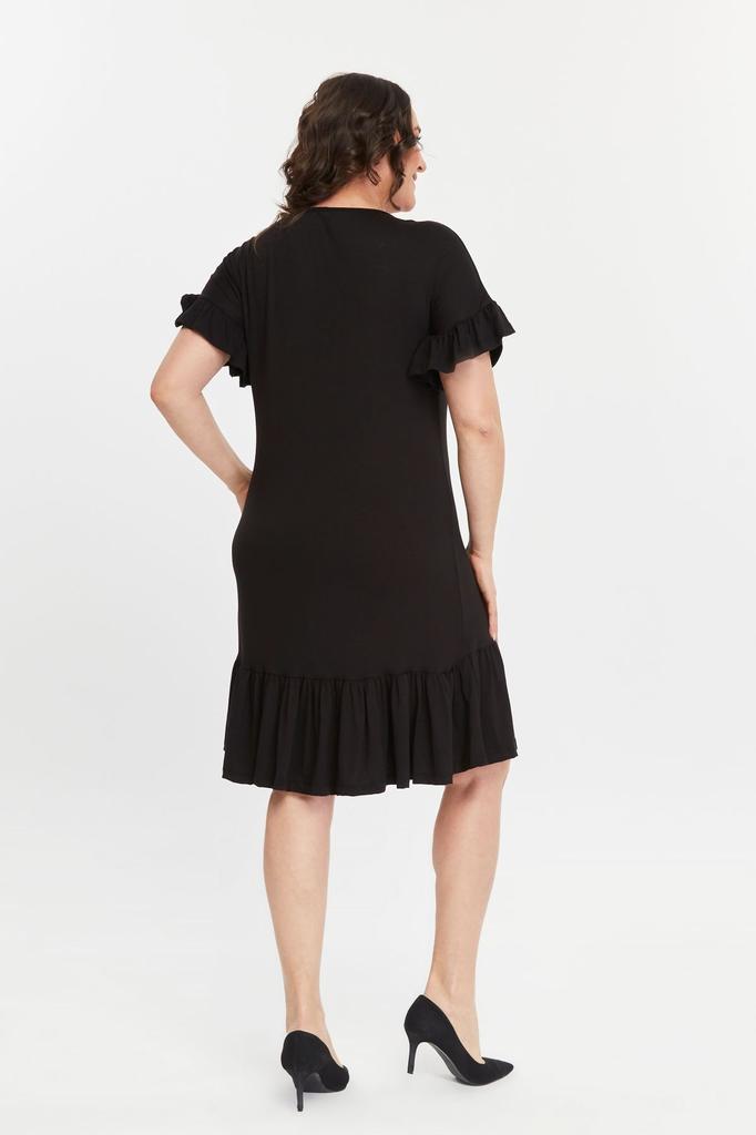 Women's Big Size Dress Plus Size Armband Skirt Ruffle Viscose Dress