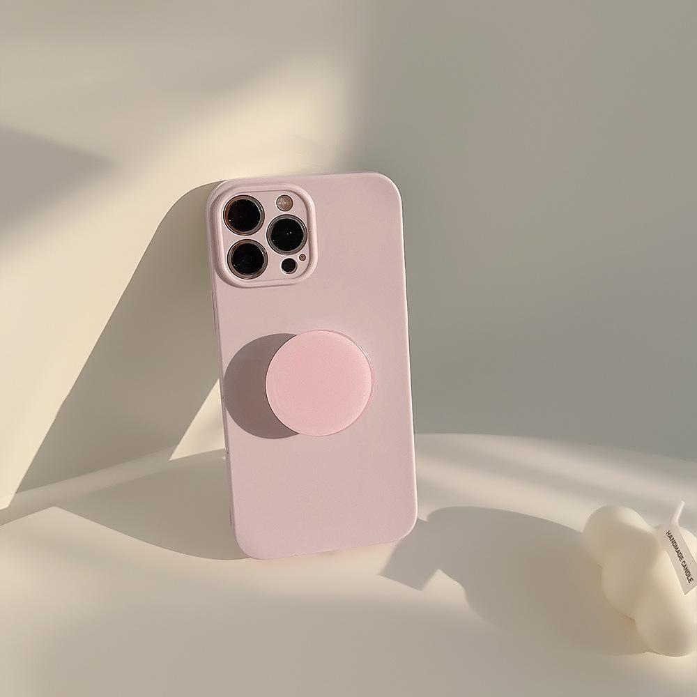 Dopamine Apple iPhone Case: 15 Pro Max, iPhone 14/13/12, Pure Color, Soft, Simple Design with Bracket.