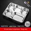 304 Stainless Steel Square 5-Compartment Canteen Tray