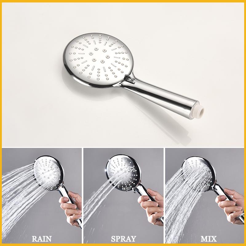 Chromová nástěnná nastavitelná zvedací tyč s 3-funkční ruční sprchou Mosazný ventil pro teplou a studenou směšovací armaturu Koupelnová sprchová sada