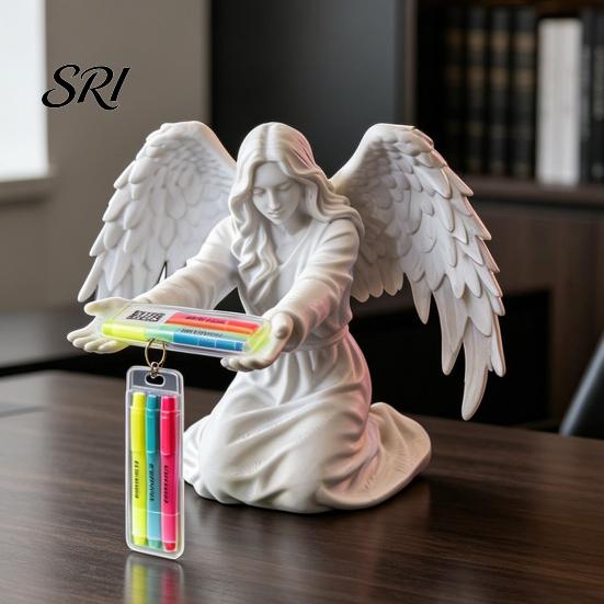 Office Pen Holder Angel for Desk 3D Printed Statue Pencil Display Living Room Decor Stand Decorative Organizer Home Bedroom Desktop