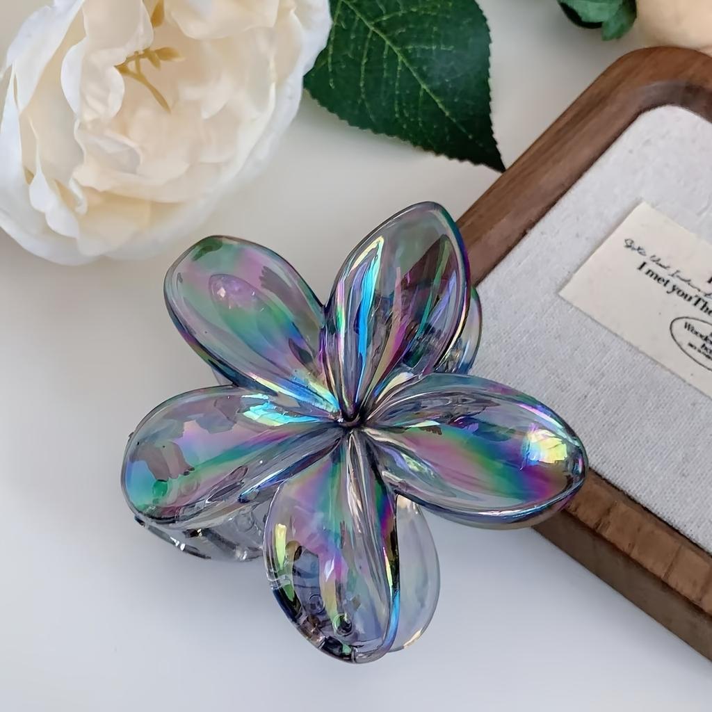 6 Stück durchsichtige Farbverlauf-Blumen-Haarspangen, Harz-Anti-Rutsch-Design, perfekt für das Haarstyling und als Urlaubsgeschenk.