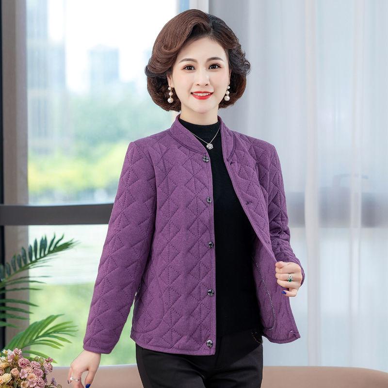 Middle Aged Women's Winter Cotton Coat Mom's Wear Thermal Inner Liner Warm Jacket with German Velvet and Silk Cotton