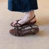 Vintage Lijn met Platte Sandalen Design Gevoel Open Teen Slippers Casual Vakantie Strand Schoenen Lichte Enkele Schoenen Luxe Sandalen