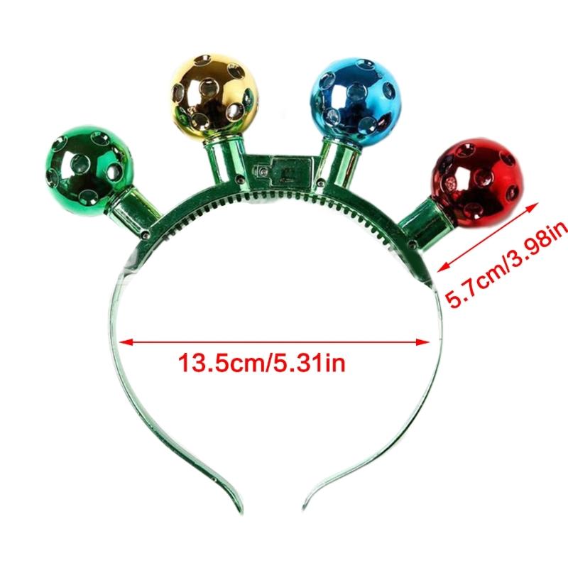 2pcs Christmas LED Headband Necklace Set Festival Party Headdress Jingle Bells Headhoop Party Props Costume Accessories