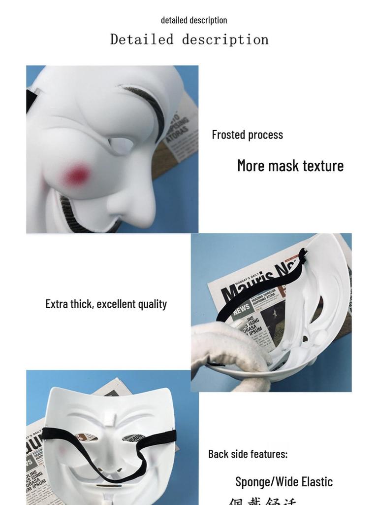 Halloween V Mask Masquerade Full Face Hacker Street Dance Mask for Men