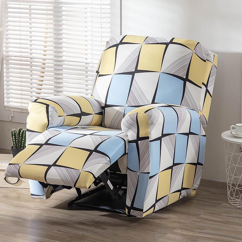4pc/set Milk Silk Stretch Recliner Sofa Covers Printed Elastic Armchair Chair Slipcovers for Living Room Furniture Protector