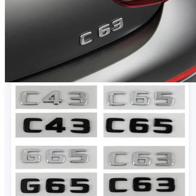 Pegatinas con letras para el maletero trasero de coche, ABS cromado 3D, para emblema C63, C43, G65, accesorios con logotipo