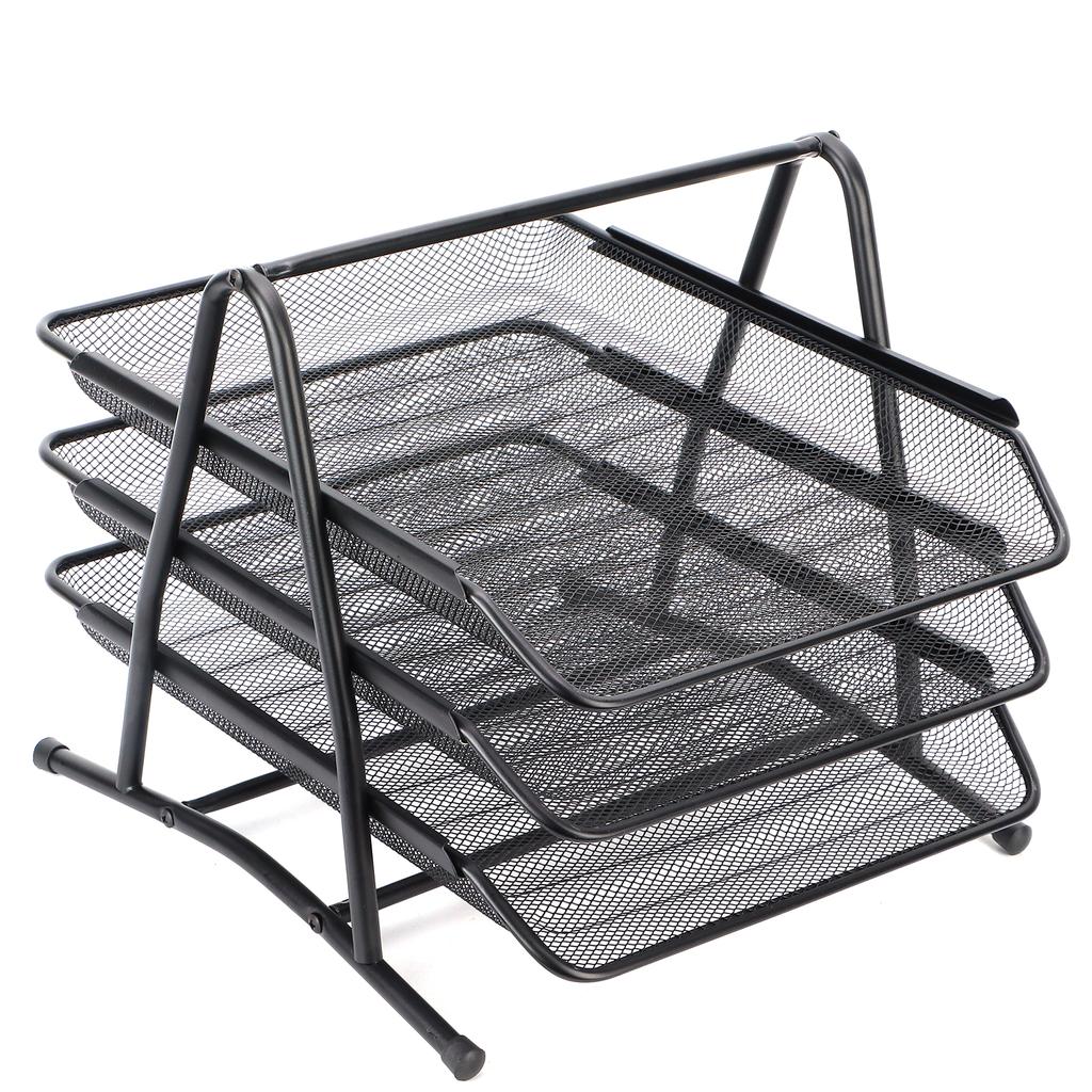 Document Basket Three Layers Reticulated Desktop Organizer for Store  Size Paper Folders Stationer