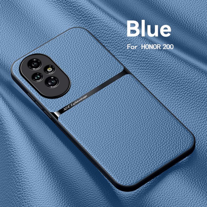 

For Honor 200 200 Pro 200 Lite leather texture built-in magnetic TPU soft edge anti-drop anti-fingerprint phone case For Honor 200 Lite
