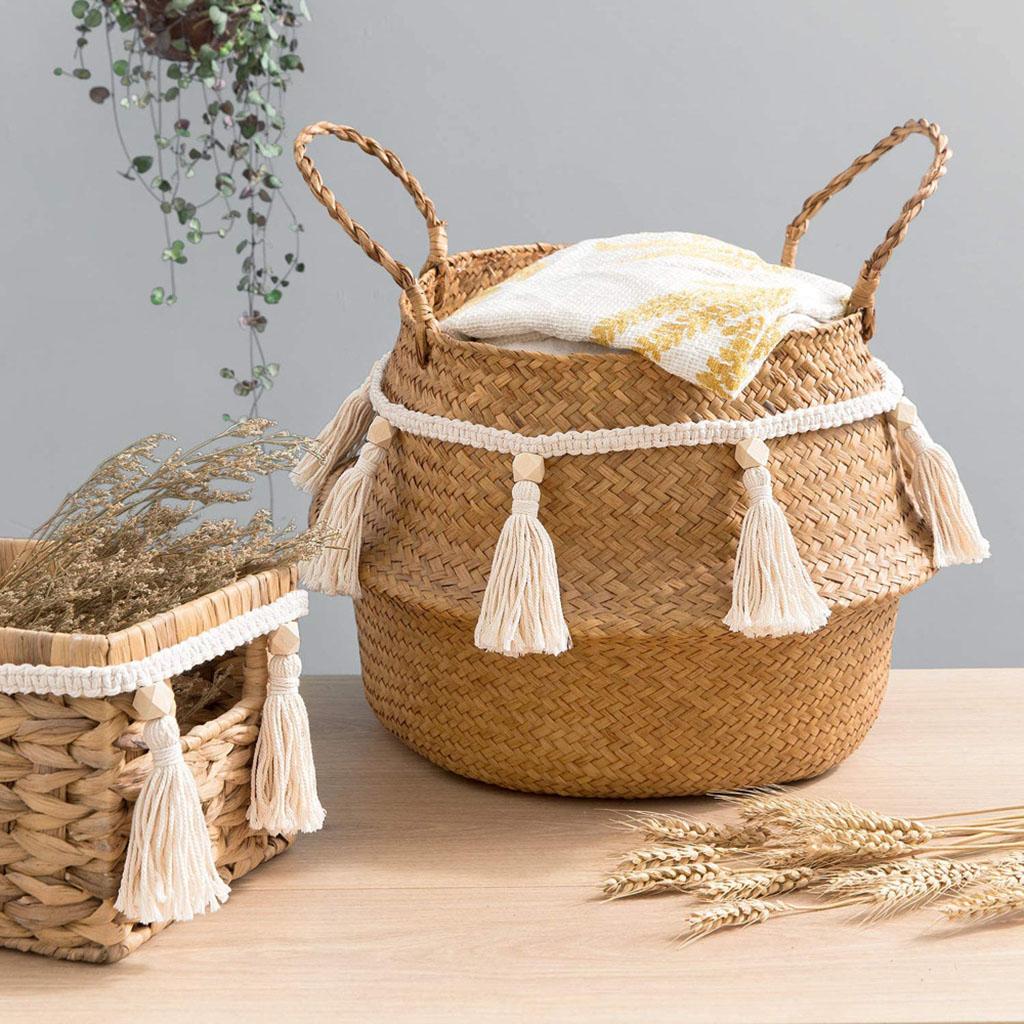 Wandbehang für Heimdekoration Kinderzimmer Quasten-Girlande mit Holzperlen