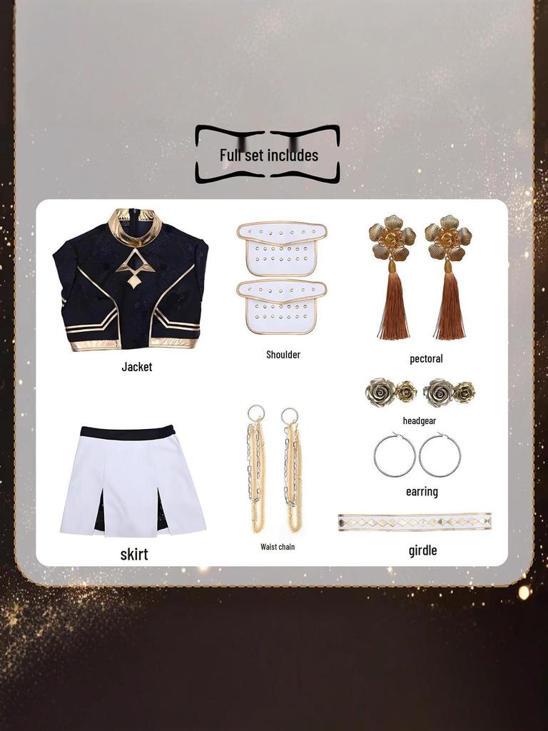 Lumi Black K-pop Girl Group Demon Hunter Halloween Cosplay Costume Set