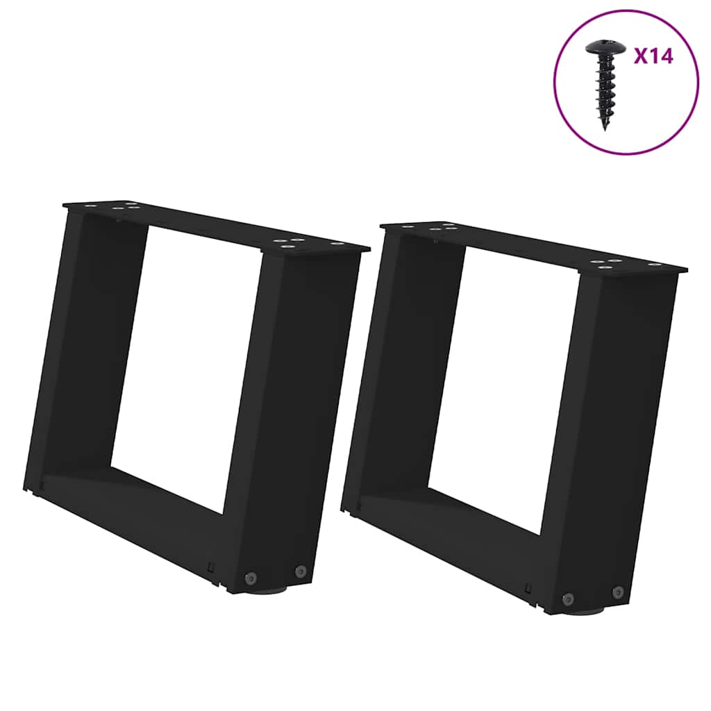Vidaxl Coffee Table Legs, 2 Pcs, Black, 50X(30-31) Cm, Steel