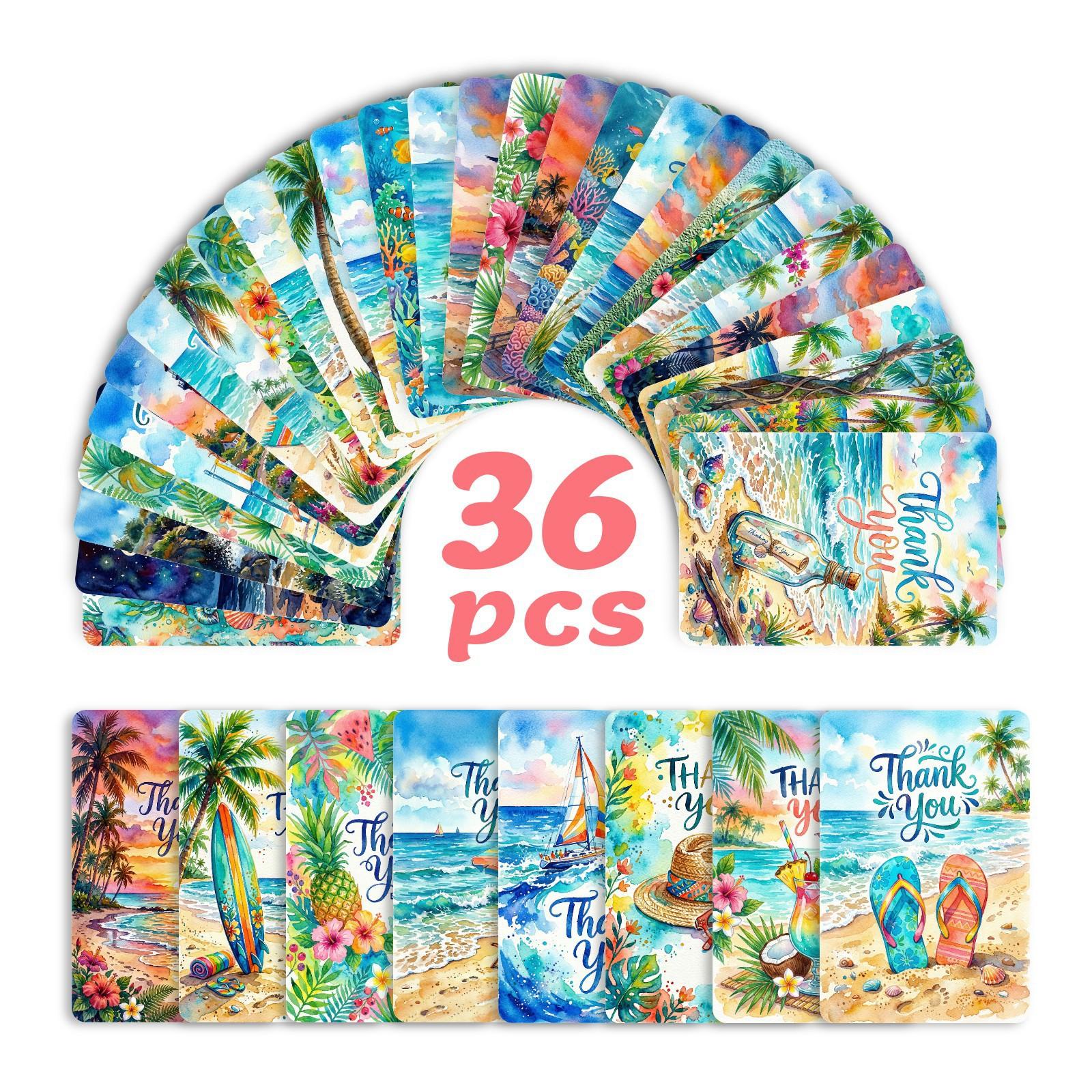 

Hawaiian Wind Thank You Cards 36 In Stock, A Set Of Beach-Themed Blessing Cards In Stock RXHB0477