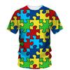 Card Puzzle T-shirt Multicolor Multishape 3D Printing T Shirts Round Neck Short Sleeves For