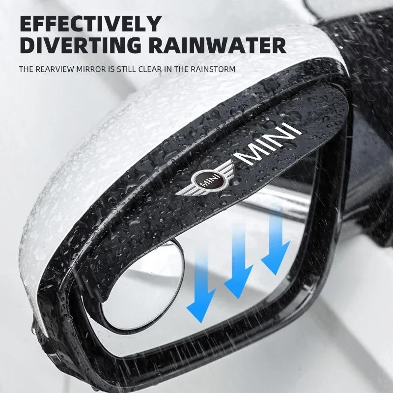2PCS Car Rearview Mirror Rain Eyebrow Visor Small Round Mirror For MINI Cooper JCW WORKS R55 R56 F55 F56 R57 R58 R59 R60 R50 Dymfu11