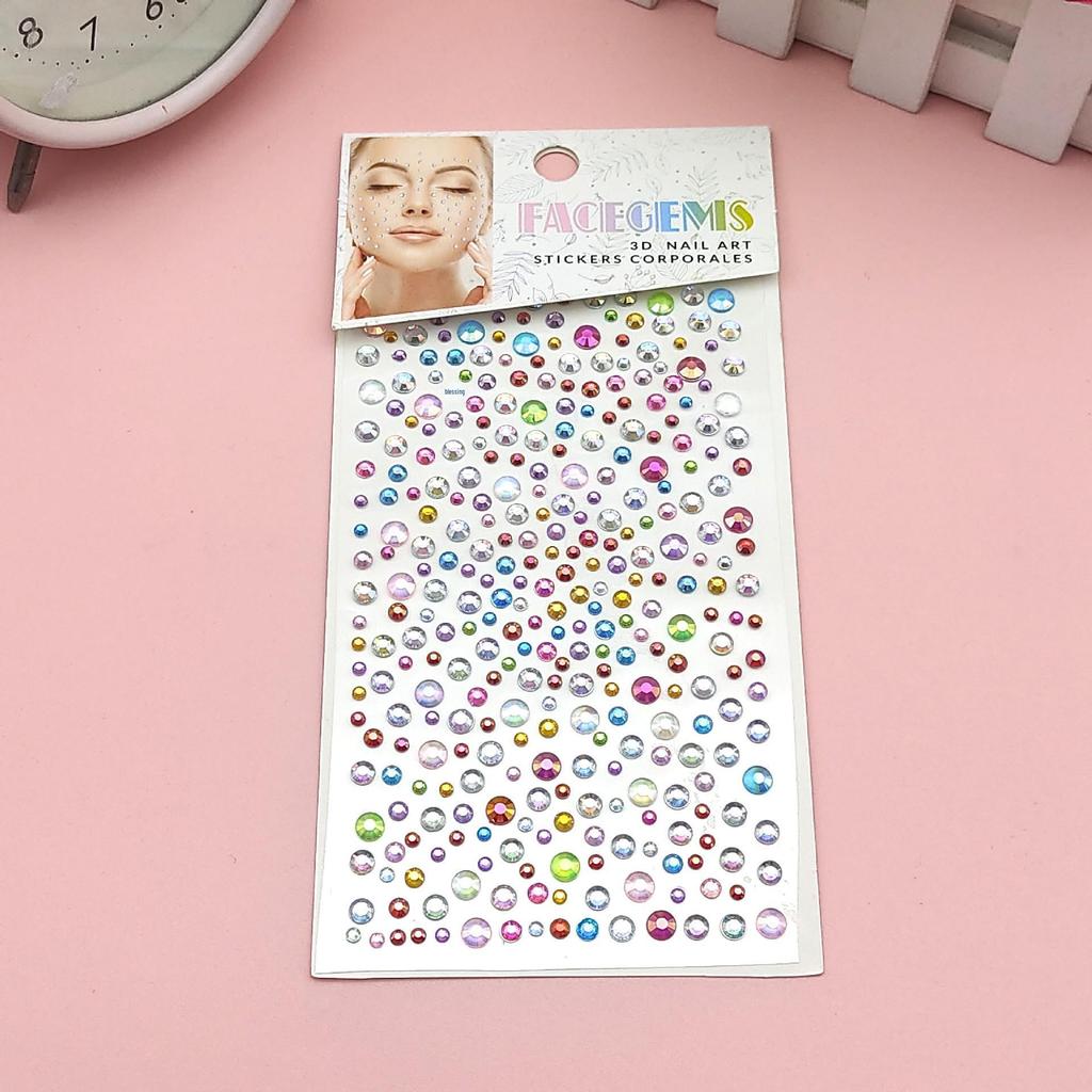 DIY Acrylic Rhinestone Face Stickers - 15 Color Set for Makeup & Stage Use