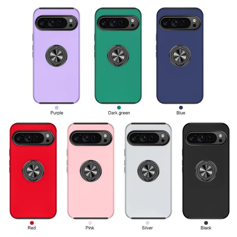 Magnetic Ring Holder Phone Case for Google Pixel 10 9 8 7 Pro XL 9A 8A 7A 6A WIth Kickstand Plastic Hard Shell Shockproof Cover