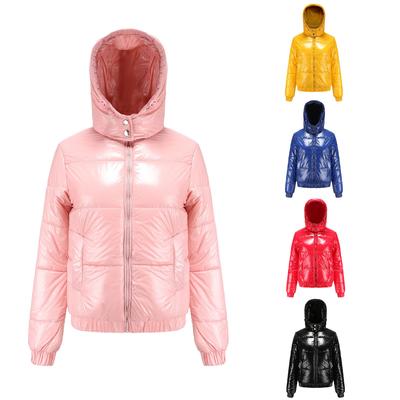 New Autumn and Winter Hooded Cotton Coat 20D Coated Splash-proof Coat Long-sleeved Glossy Cotton Coat for Women