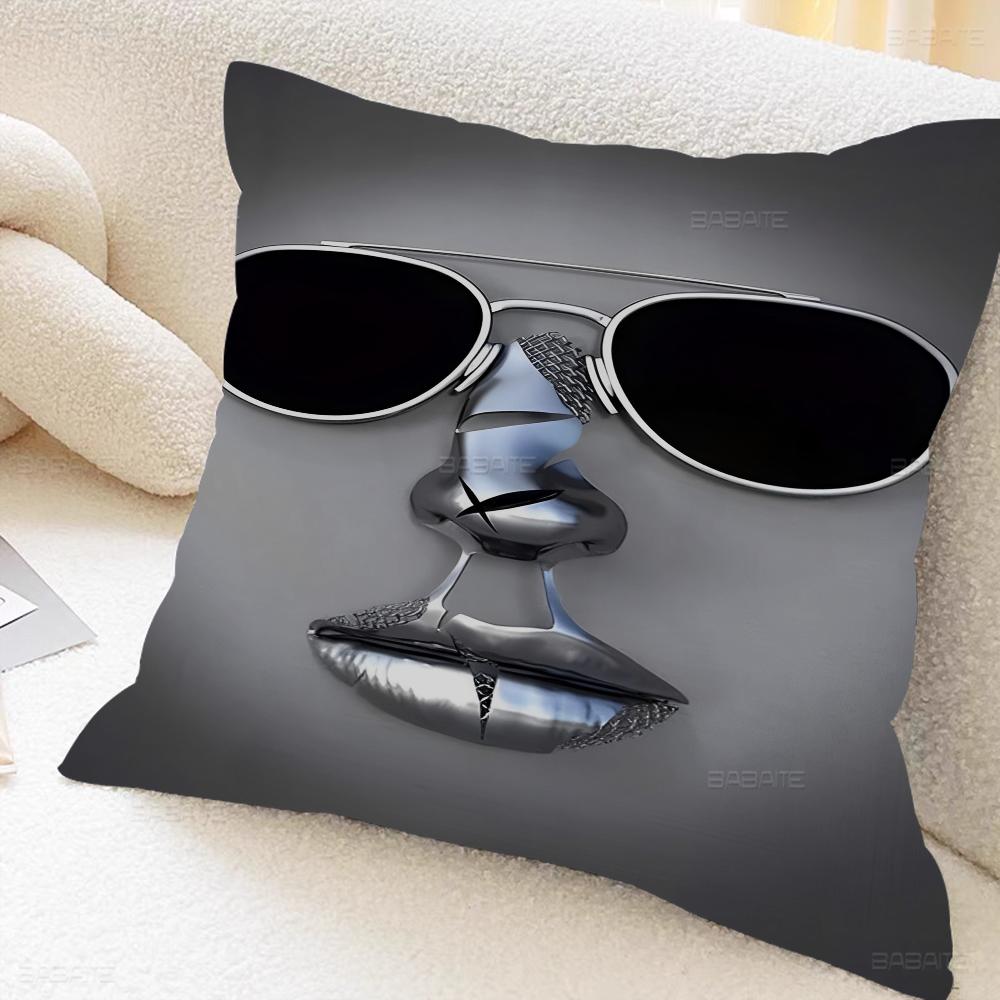Metal Figure Statue Pillow Cover For Bedroom Room And Living Room Sofa Decorative Cushion Cover