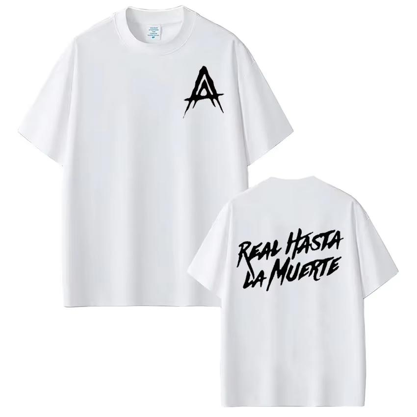 Rapper Anuel AA Real Hasta La Muerte T-Shirt Harajuku Mode Kurzarm T-Shirt Herren Damen HipHop Punk Baumwolle Sport Oberteil