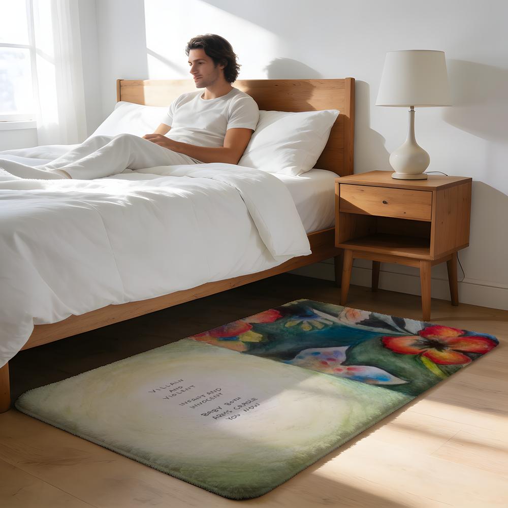 Floor Mat Soft Flannel Rug Non-Slip Absorbent Mat for Bathroom Bedroom Home Decor Adrianne Lenker