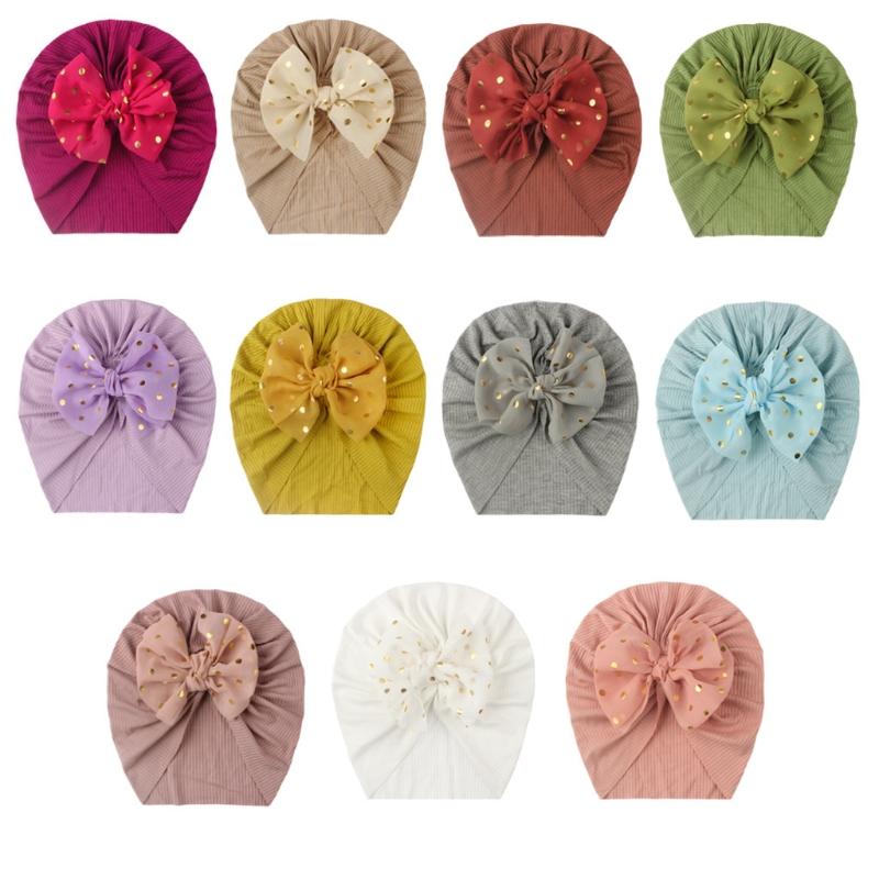 Bow Baby Headbands Toddler Headwraps Elastic Beanies CapFlower Baby Girl Turban Hat Newborn Infant Bonnet Hair Accessories