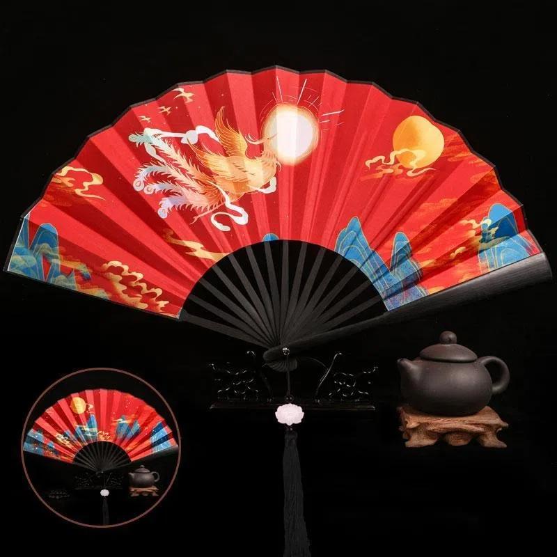

Веер ручной складной мужской в древнем стиле, для девушек, женщин, леди, летний, для ханьфу, портативный, реквизит для сценического украшения, танцевальный веер, веер для подиума, подарок