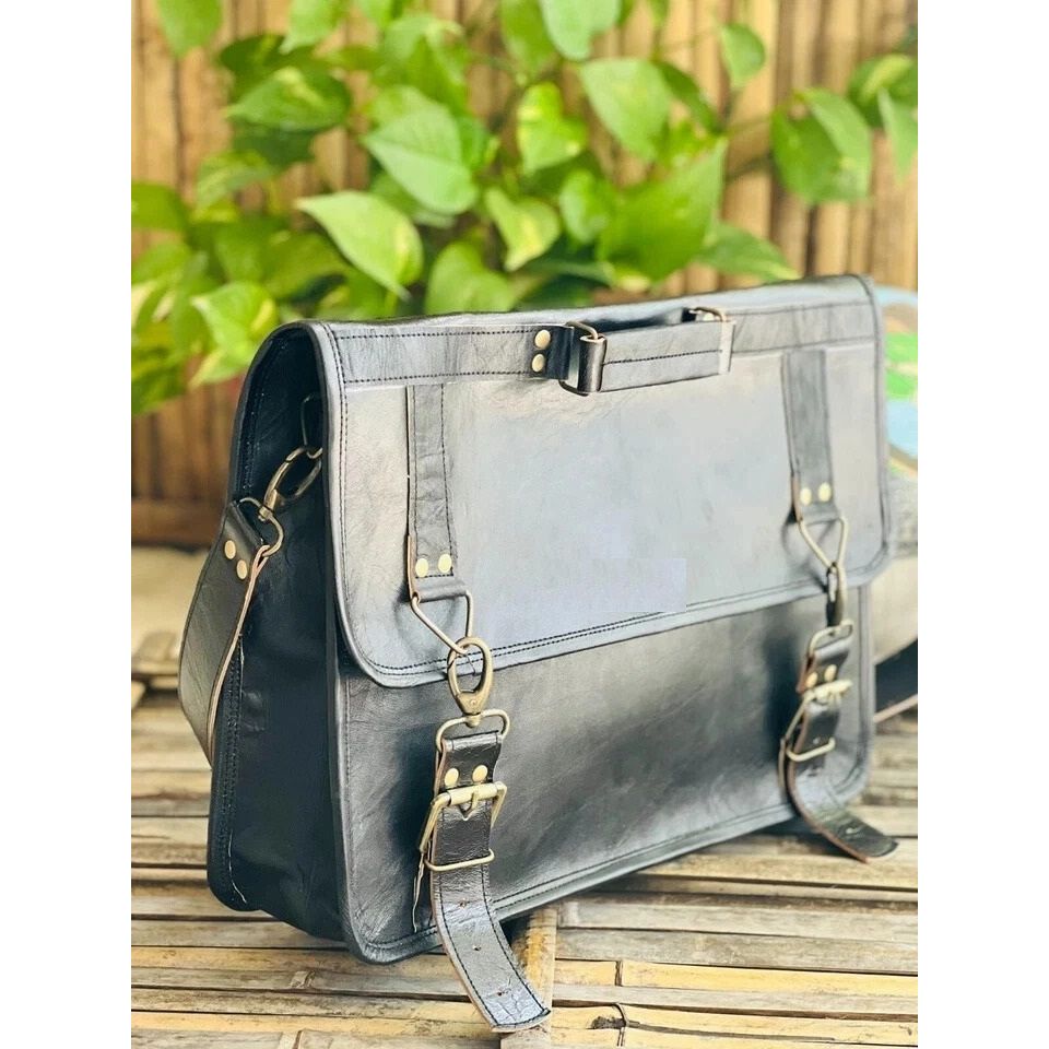 Luxury Leather Satchel Men's Handmade Laptop Messenger Briefcase